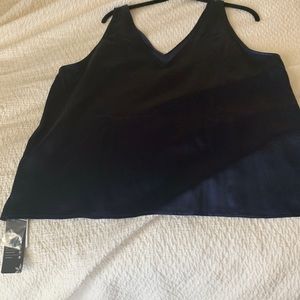 Navy silk v-neck tank